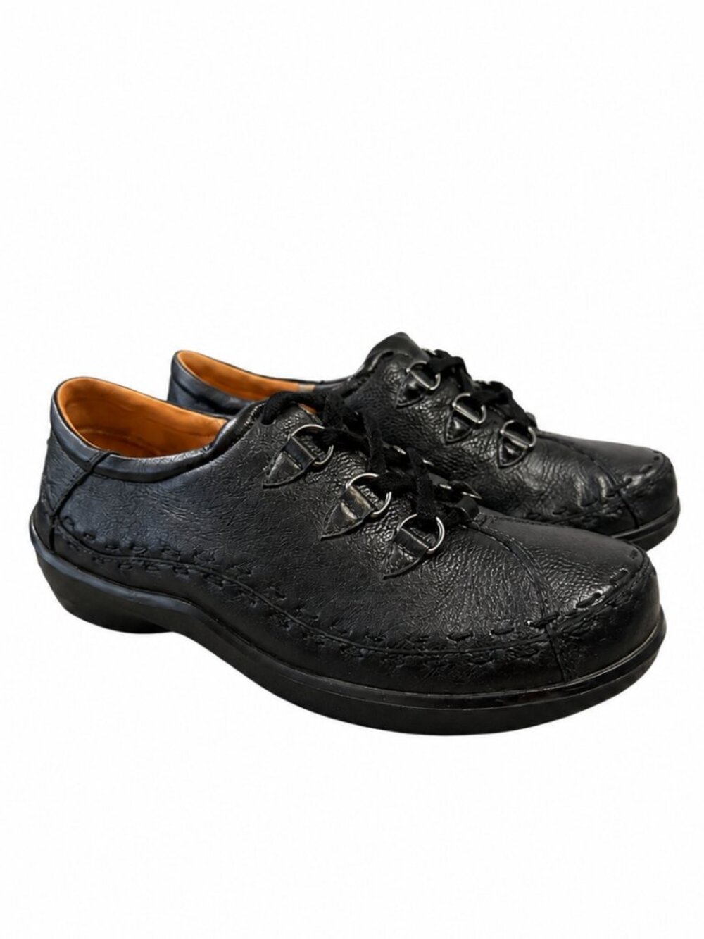 Ziera Allsorts EU 39 XW Extra Wide Black Leather Lace Up Comfort Walking Shoes